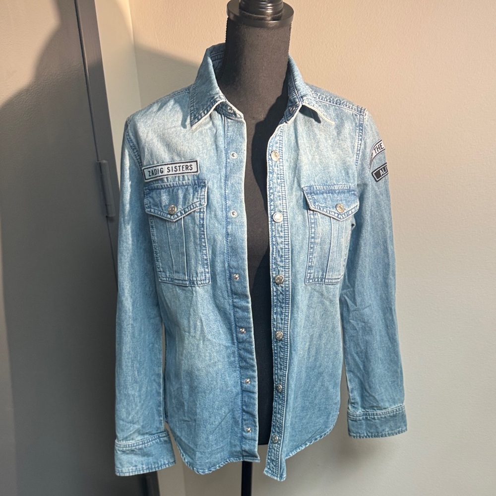 Zadig & Voltaire Blue Denim Button-Up Blouse